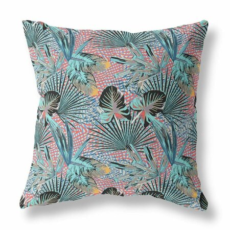 PALACEDESIGNS 18 in. Tropical Indoor & Outdoor Throw Pillow Aqua & Red PA3106942